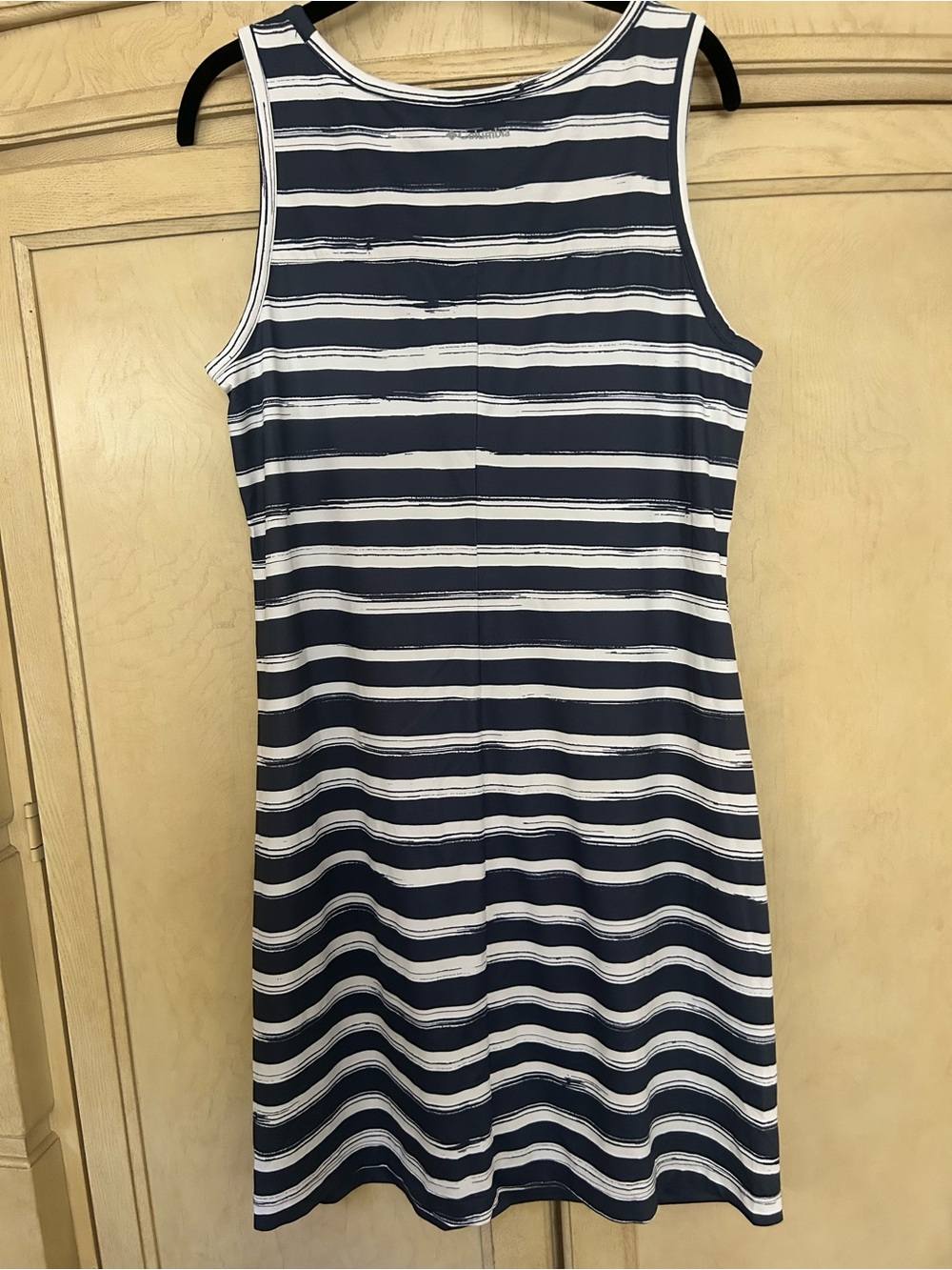 Striped Navy and White Sleeveless Shift Dress